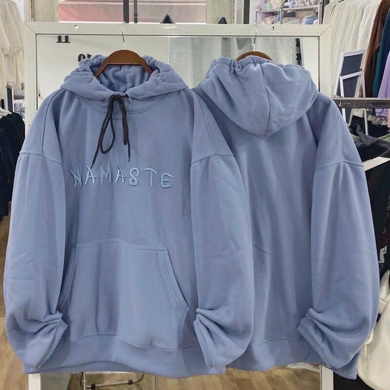 Áo hoodie nỉ ngoại thêu chữ namaste form rộng siêu đẹp nam nữ đều mặc đẹp
