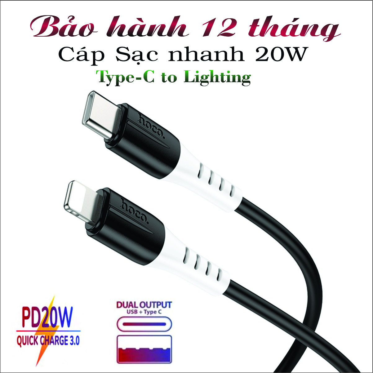 Cáp Sạc Nhanh 20W cho Ip - TypeC to Lighting