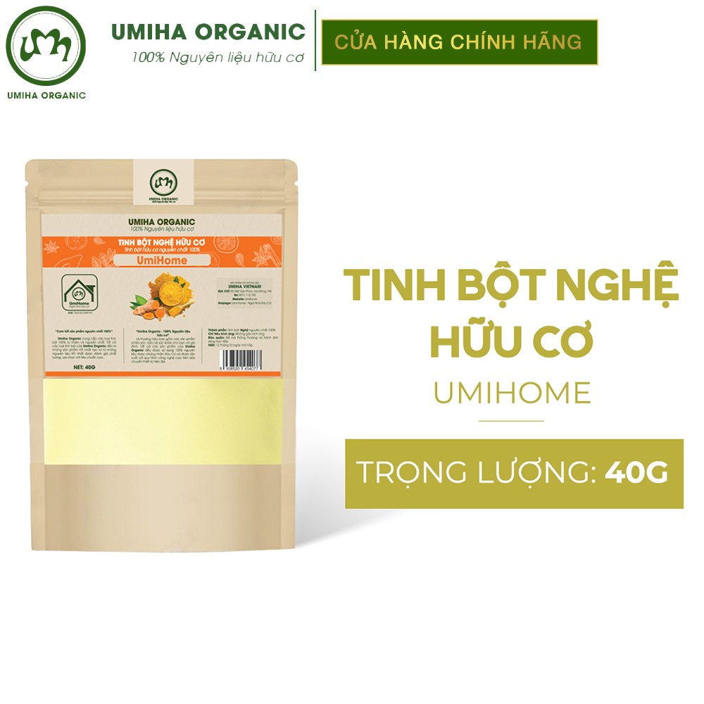 Tinh bột Nghệ hữu cơ UMIHOME nguyên chất 40g - Bột đắp mặt nạ trắng da, ngừa mụn thâm nám, chống lão hóa, đánh bay các loại mụn