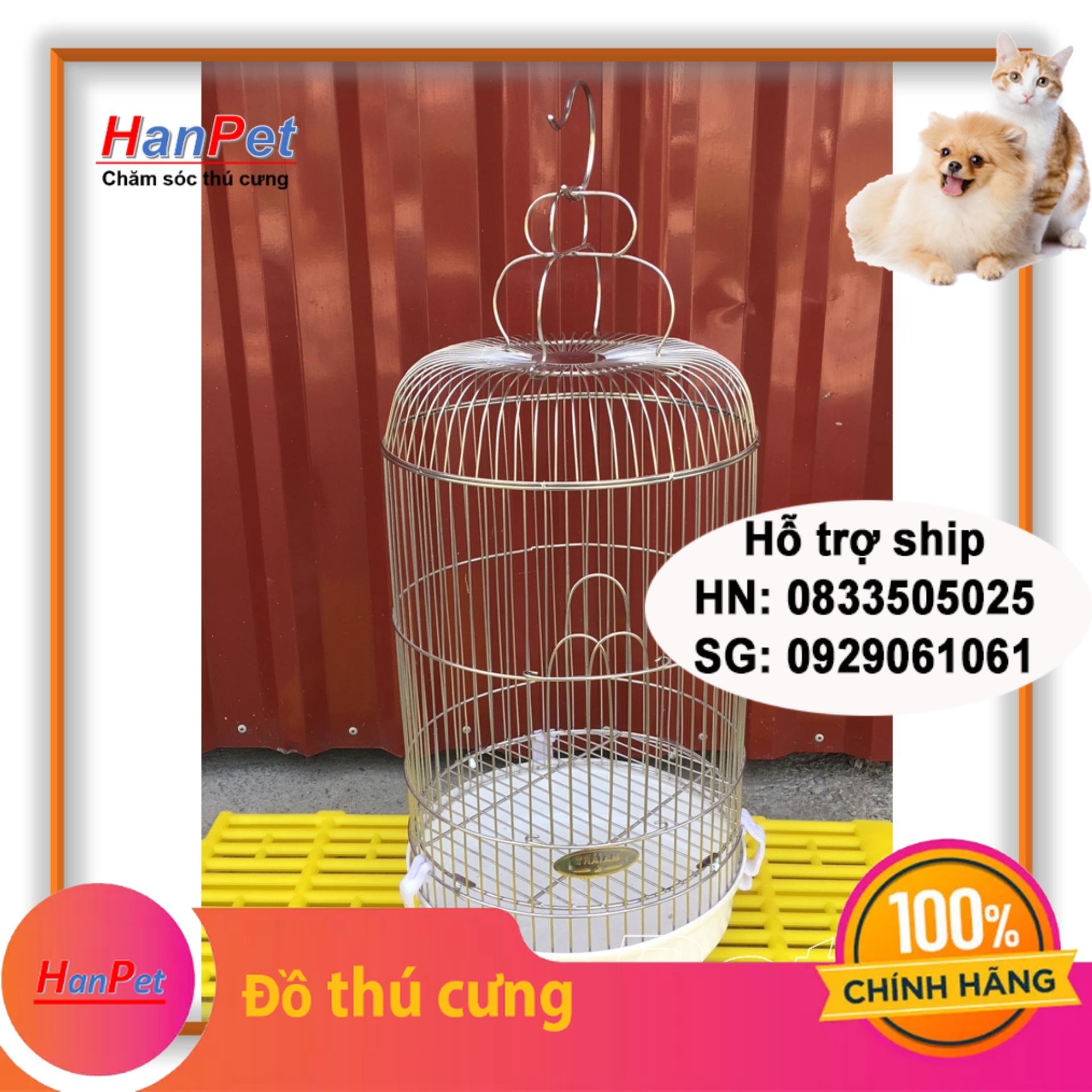Hanpet - Lồng chim Inox chống gỉ sét, loại bé dành cho chim khuyên - tặng áo lồng và máng ăn, máng uống -  601- HP10420TC