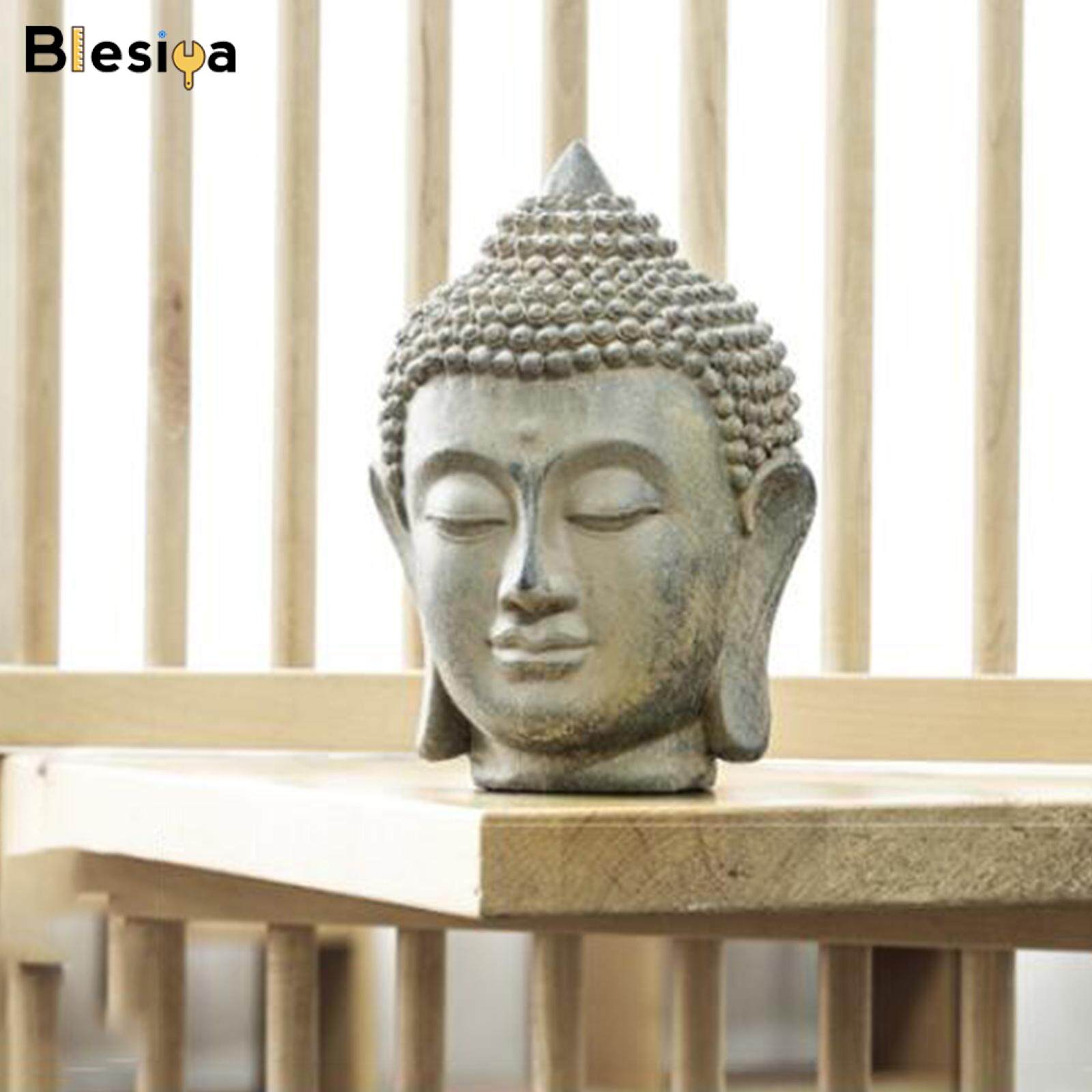 Blesiya Buddha Head Statue Zen Figurine Fengshui Home Desktop Decoration Sculpture