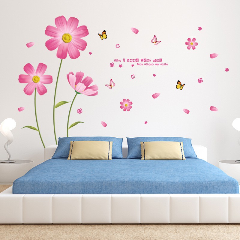 Decal dán tường hoa hồng cánh mỏng