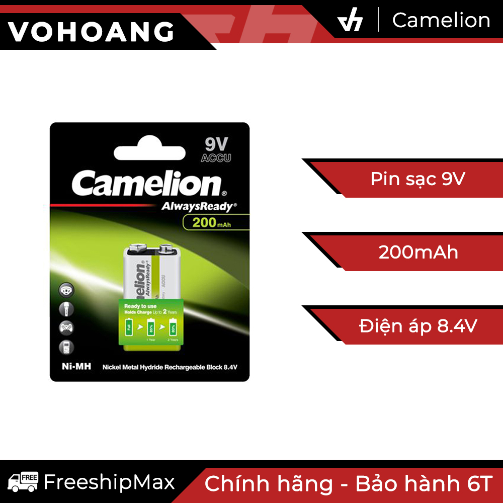 Pin sạc Camelion Rechargeable 9V (Trắng xanh lá)
