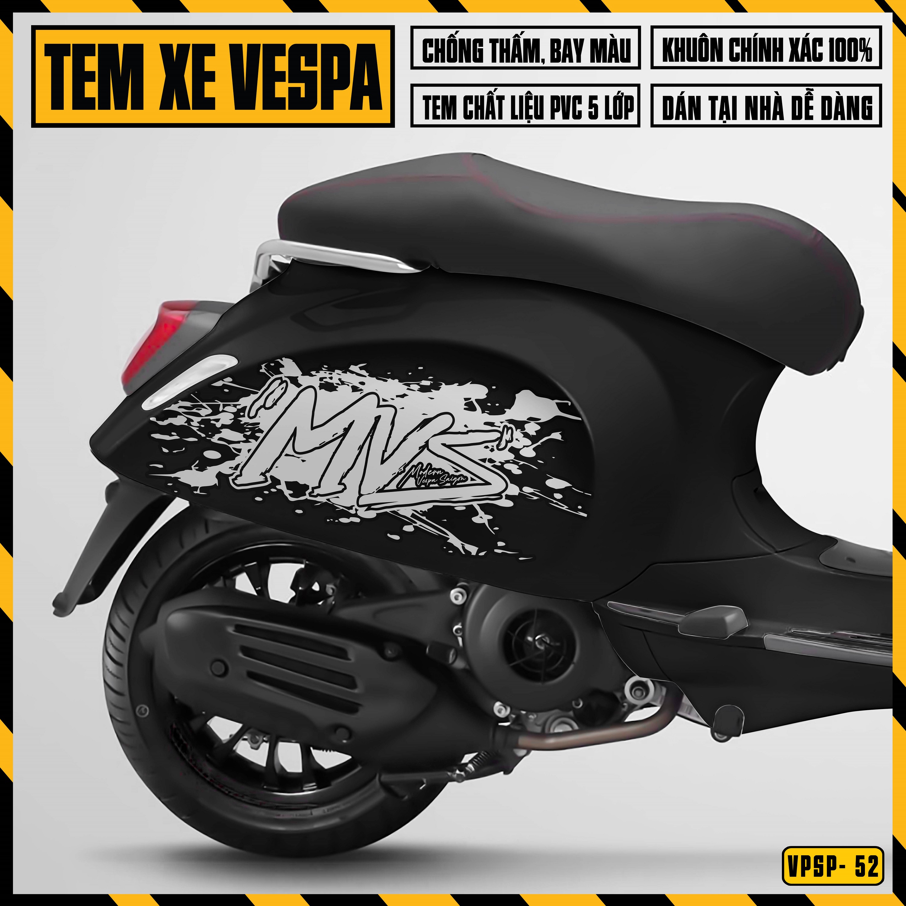 Tem Vespa Sprint Primavera Thiết Kế MVS Cách Điệu VPSP52 Team Decal Hình