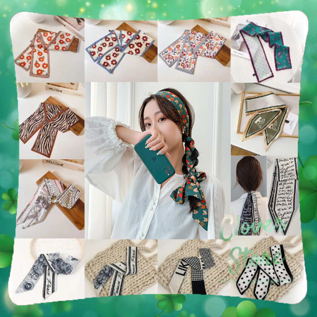 Khăn buộc tóc Dây cột tóc hình nơ vải satin Vintage