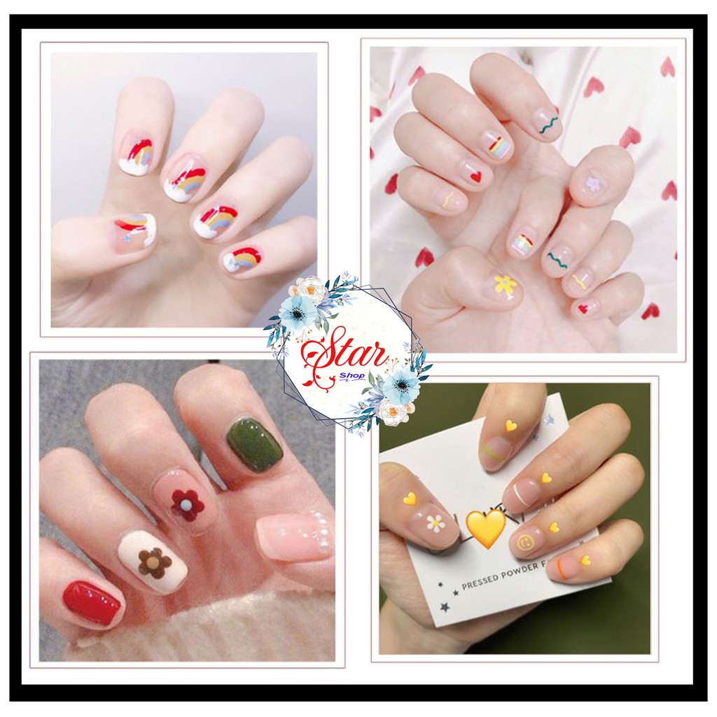 Sticker Dán Móng Bộ 14 Miếng Nhiều Màu sắc ( Tặng Dũa Móng Tay )
