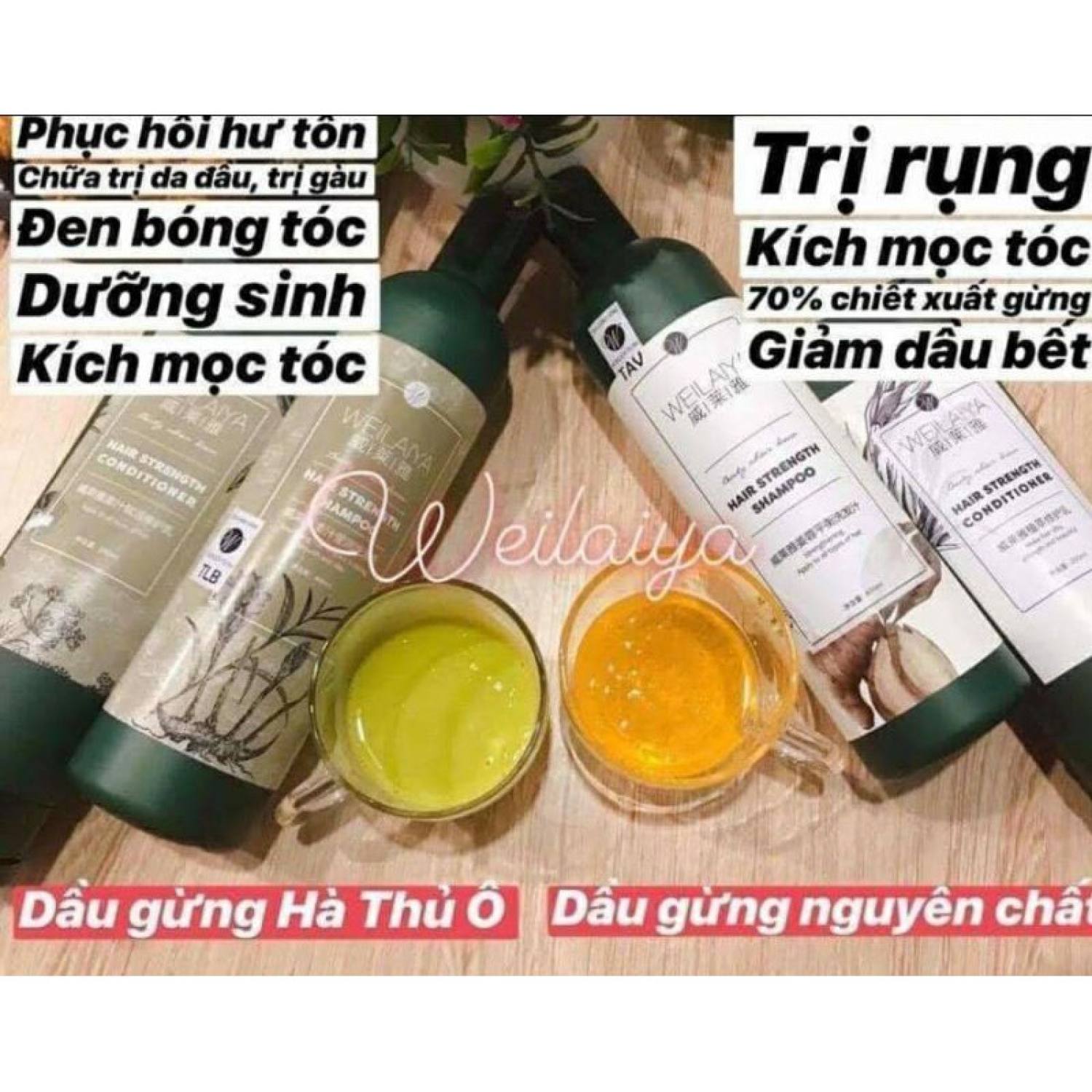 Bộ dầu gội xả gừng Weilaiya