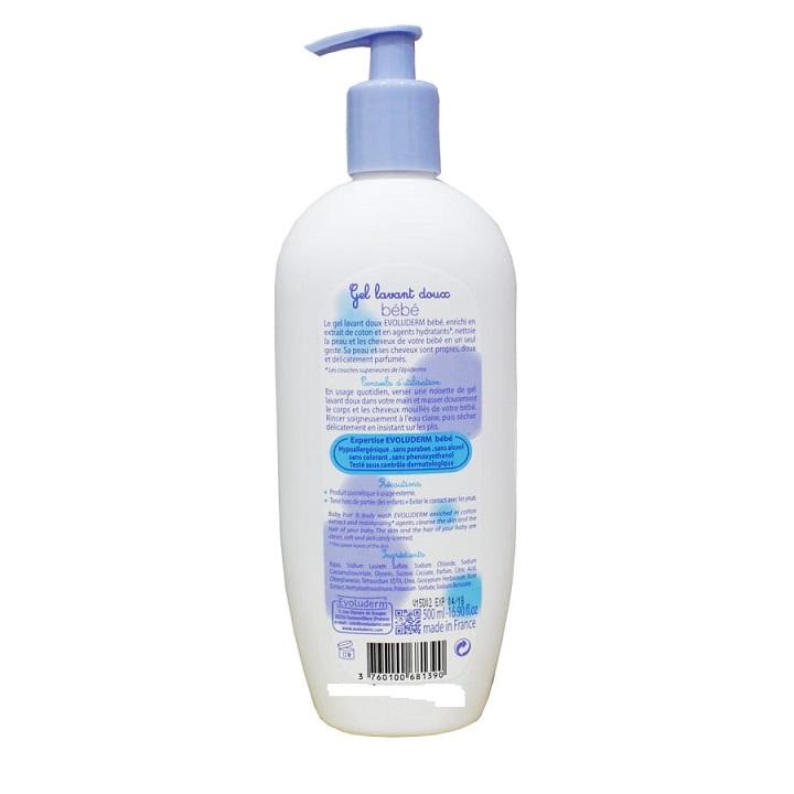 Dầu tắm gội dịu nhẹ cho bé Evoluderm bébé 500ml