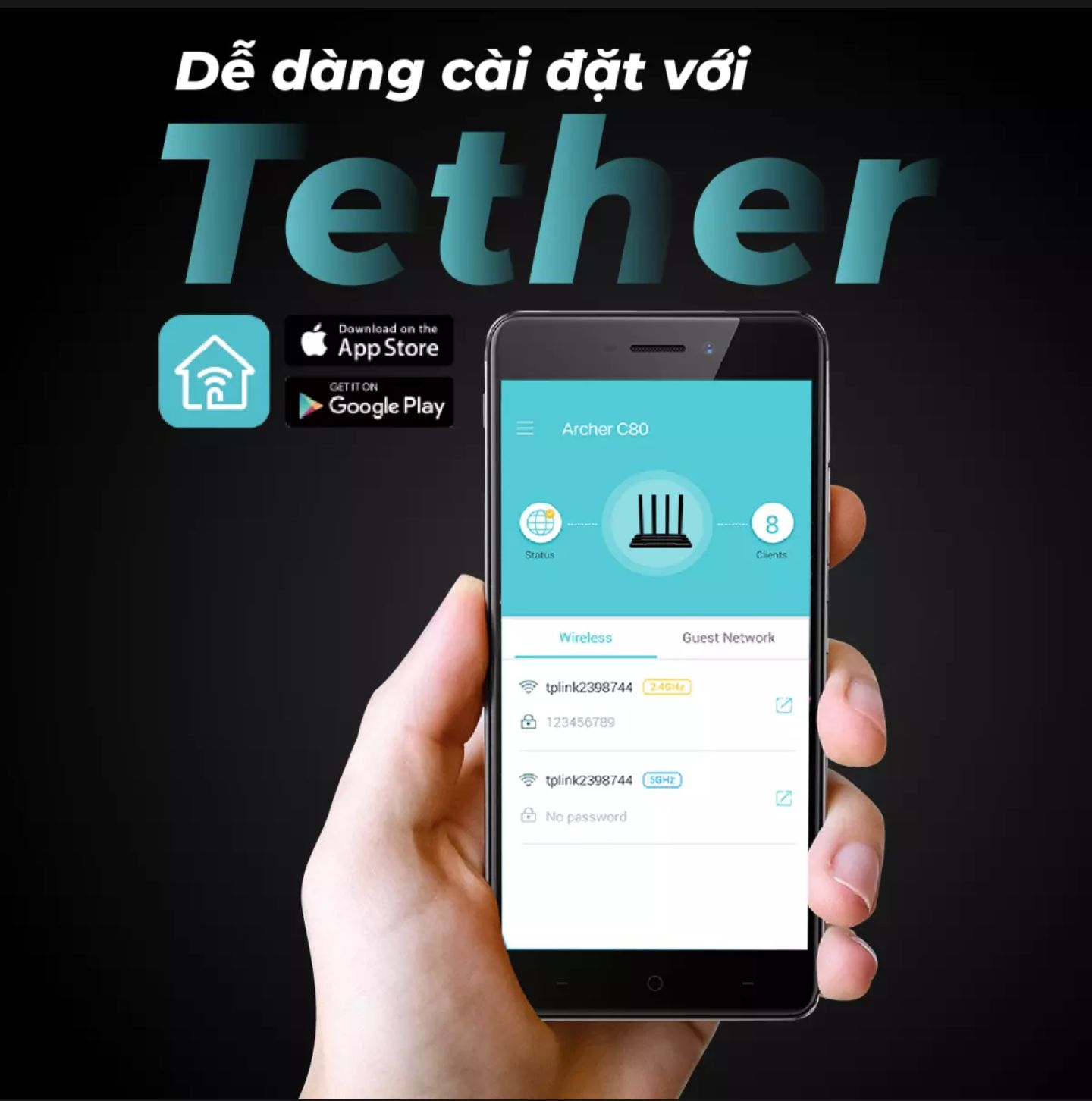 Bộ phát wifi băng tần kép TP Link Archer C80