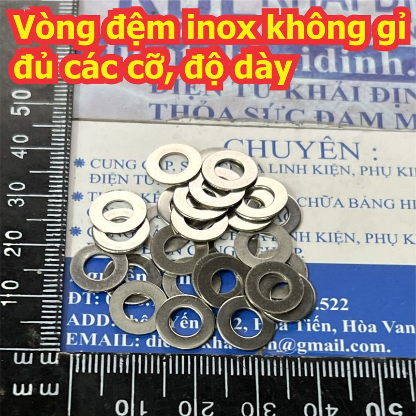VÒNG ĐỆM long đền phẳng INOX inoc không gỉ M2 M3 M4 M5 M6 M8 M10 M12 M14 M16 LỖ PHI 2mm ~ 16mm (gói combo) kde3503