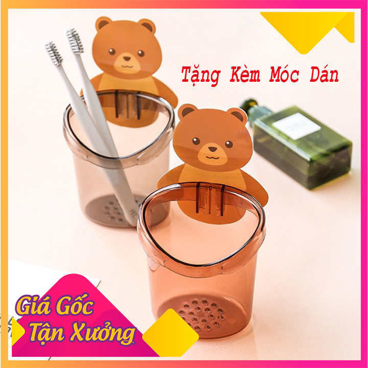 Ly cốc đựng bàn chải kem đánh răng dán tường hình gấu