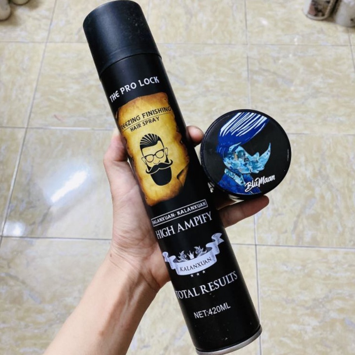 Combo Gôm xịt tóc nam giữ nếp và sáp vuốt tóc BluMaan