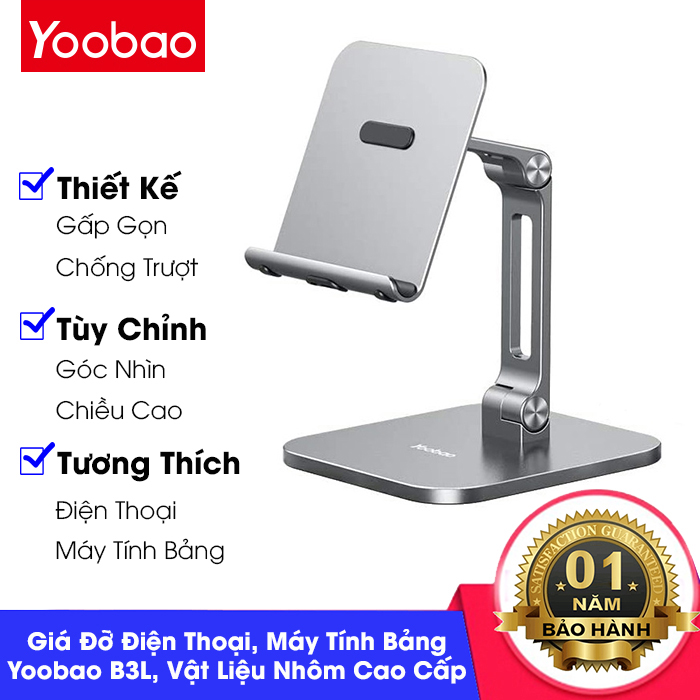 Giá đỡ điện thoại, máy tính bảng Yoobao B3L có thể gấp gọn, chất liệu hợp kim nhôm cao cấp