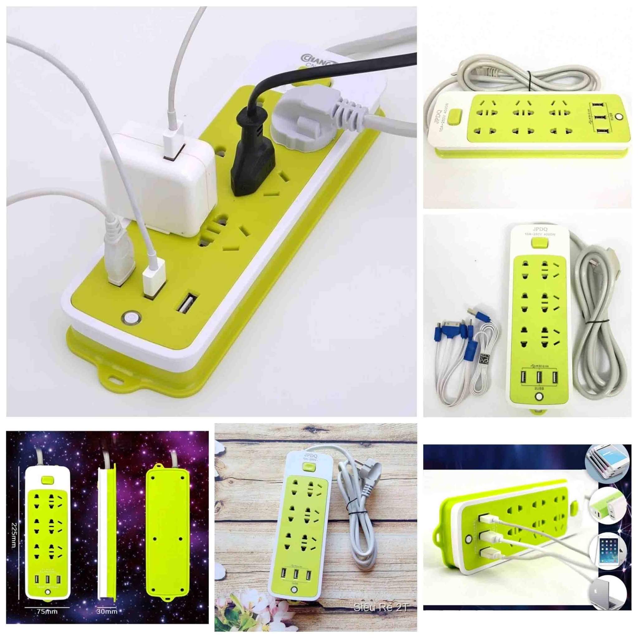 Ổ Điện Đa Năng 6 Ổ Cắm 3 Cổng Sạc USB