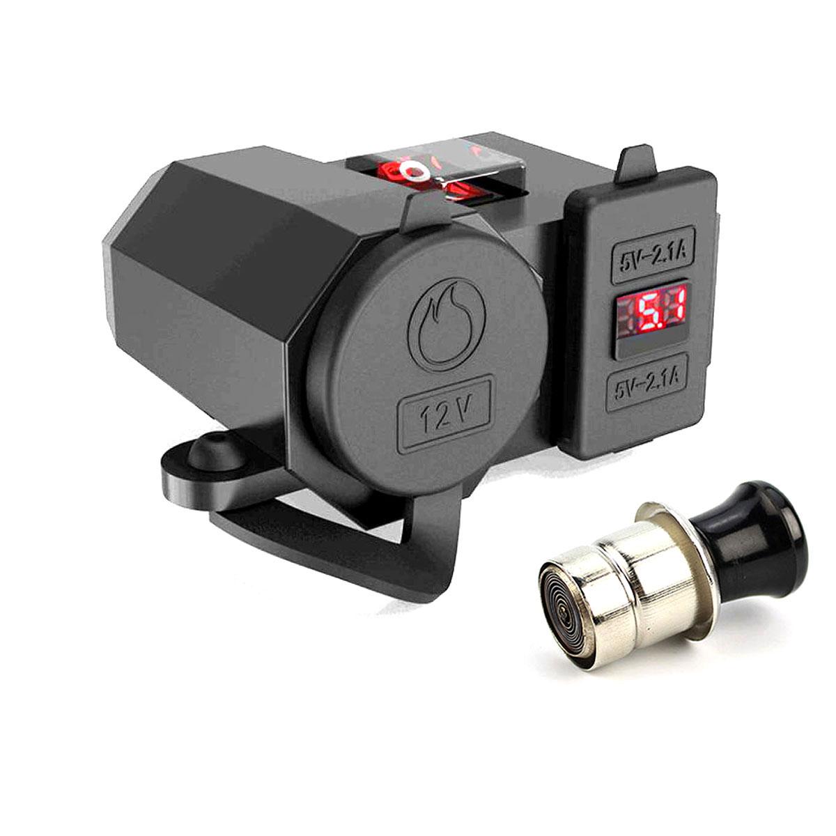 [HCM]Sạc Điện Thoại Gắn Xe Máy 3in1 Có Đồng Hồ Đo Volt