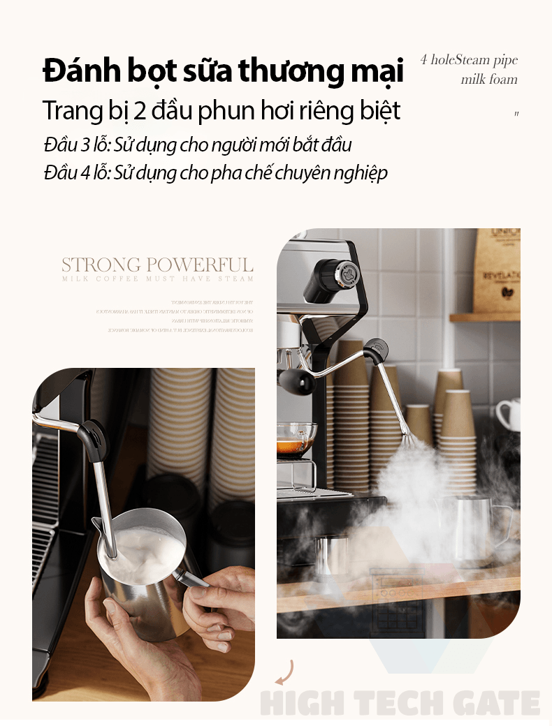 Máy pha cà phê chuyên nghiệp Gemilai CRM3200D năng suất 150 cúp, chuyên gia Espresso cho quán cafe, takeaway, nhà hàng, hàng chính hãng