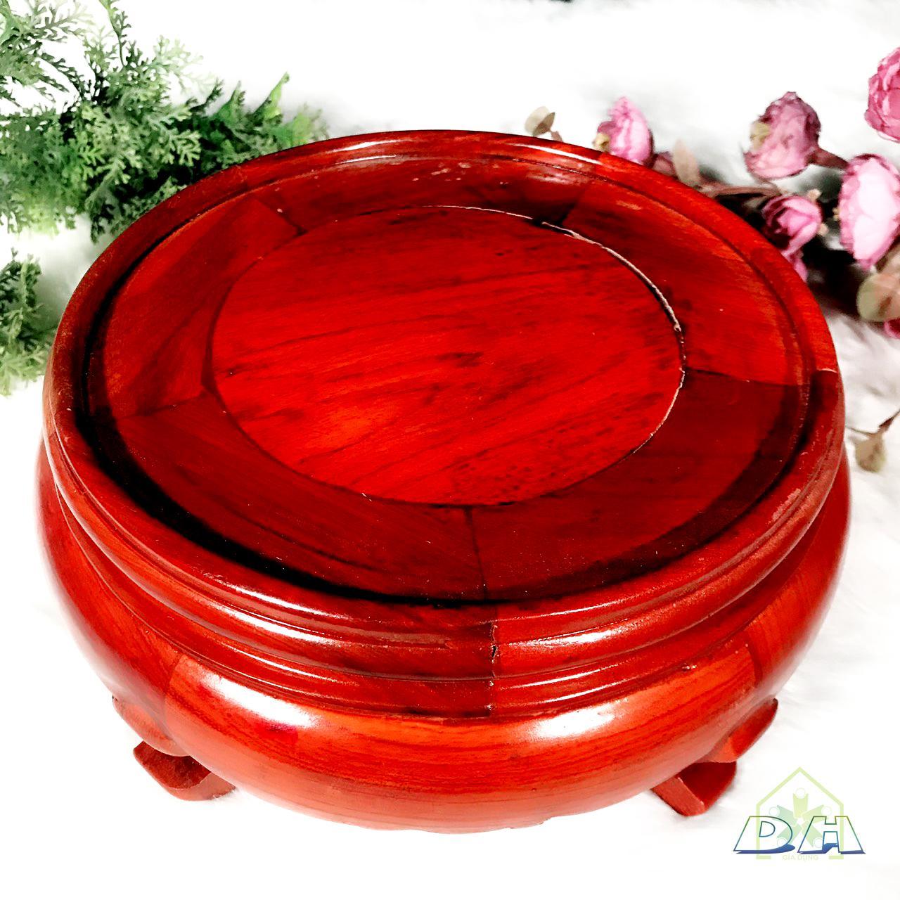 Đế gỗ kê chân bình rươu chậu hoa, bát nhang - Đôn gỗ 20 x 10 cm