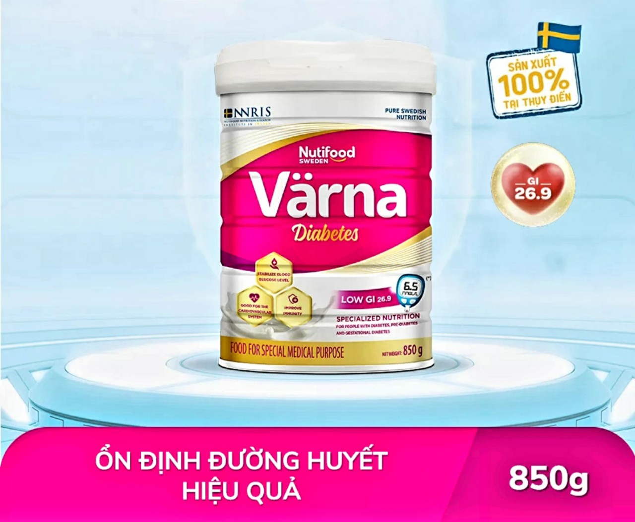 (HSD T7-2025) Sữa Bột Nutifood Varna Diabetes 850G.