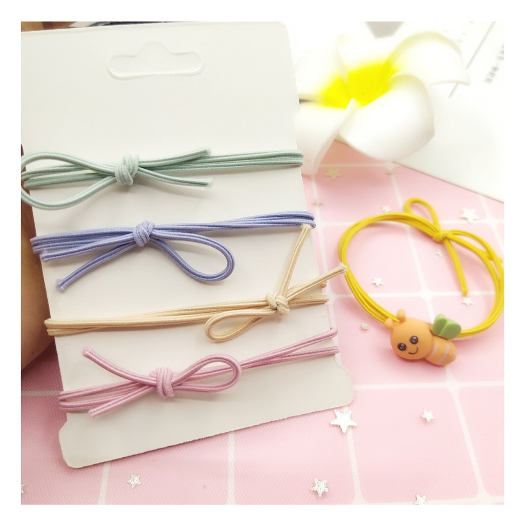 Combo 5 dây cột tóc hình con ong nhiều màu đáng yêu