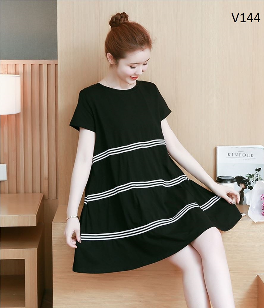 Váy bầu thiết kế chất cotton mềm mát V144