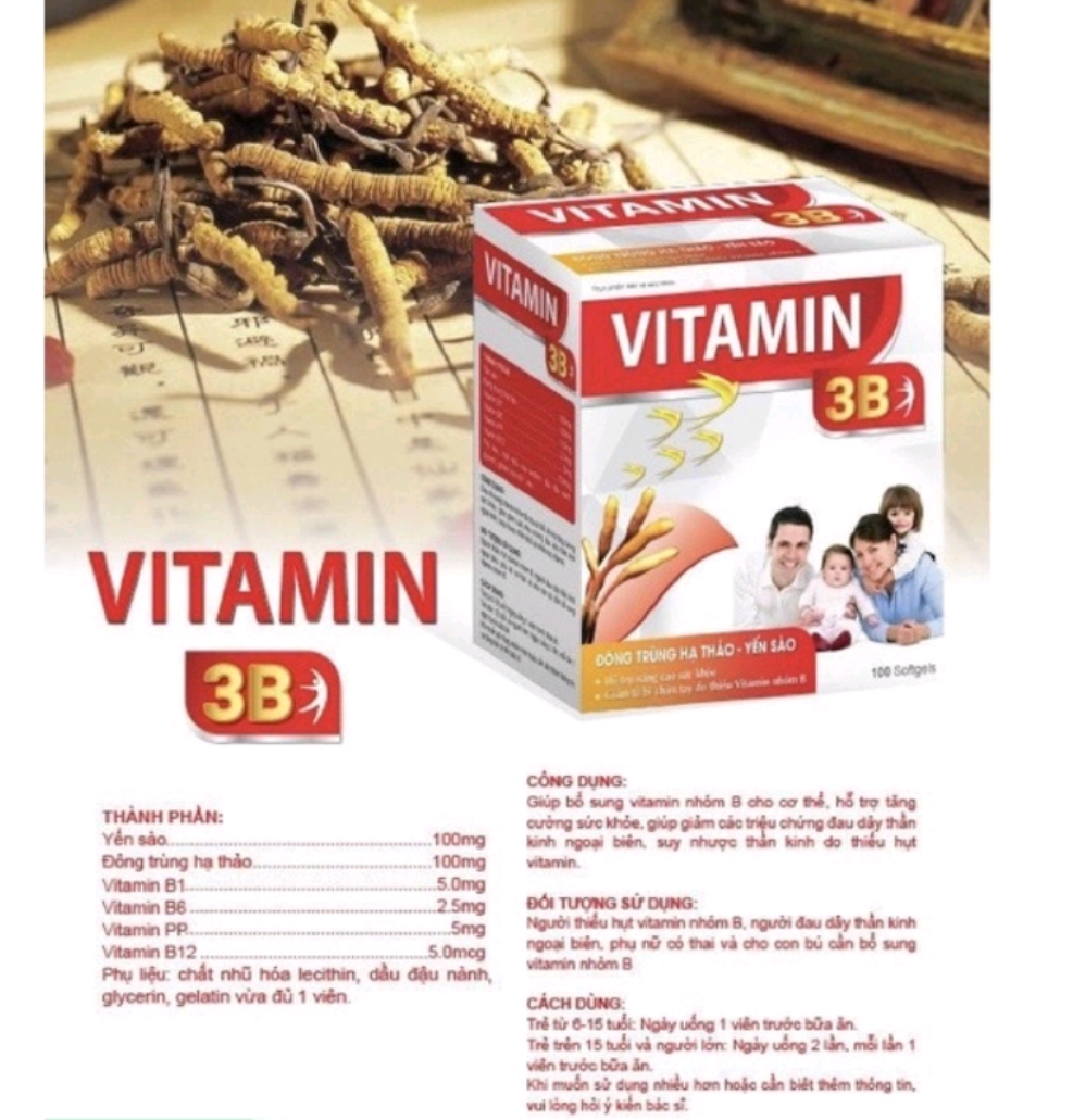Vitamin 3B Đông trùng hạ thảo - Yến sào - giúp bồi bổ cơ thể