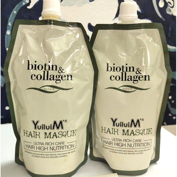 KEM Hấp Ủ Tóc Biotin collagen dưỡng tóc siêu mềm mượt Gói 500ml, sản phẩm tốt an toàn cho người sử dụng- HANACOSMETICS