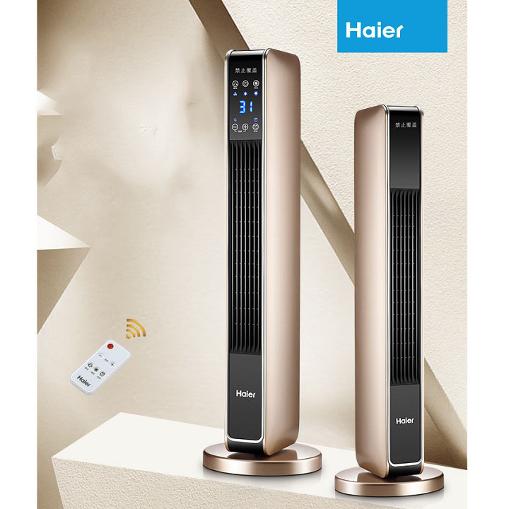 Quạt sưởi 2 chiều haier có điều khiển từ xa + hiển thị nhiệt độ phòng, máy sưởi 2 chiều có điều khiển, quat suoi, may suoi