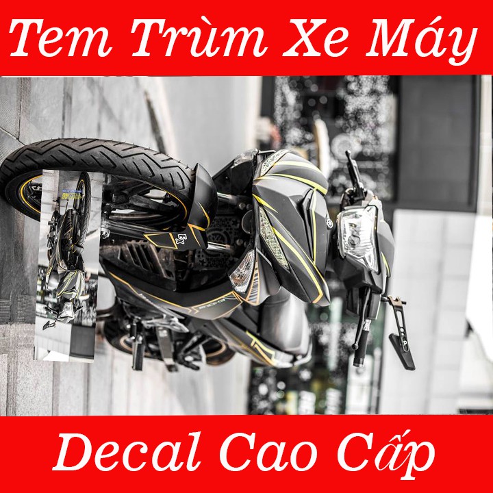 Tem Trùm Exciter 150 Đen Nhám Chỉ Vàng Cao Cấp