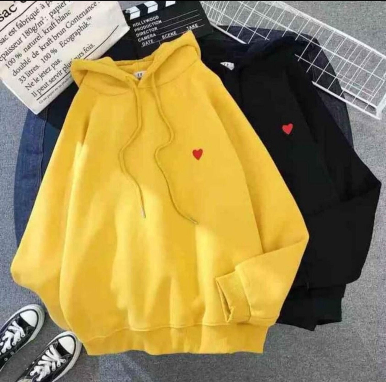 Áo khoác nỉ hoodie nữ thêu tim siêu đẹp áo khoác nữ cá tính 2020
