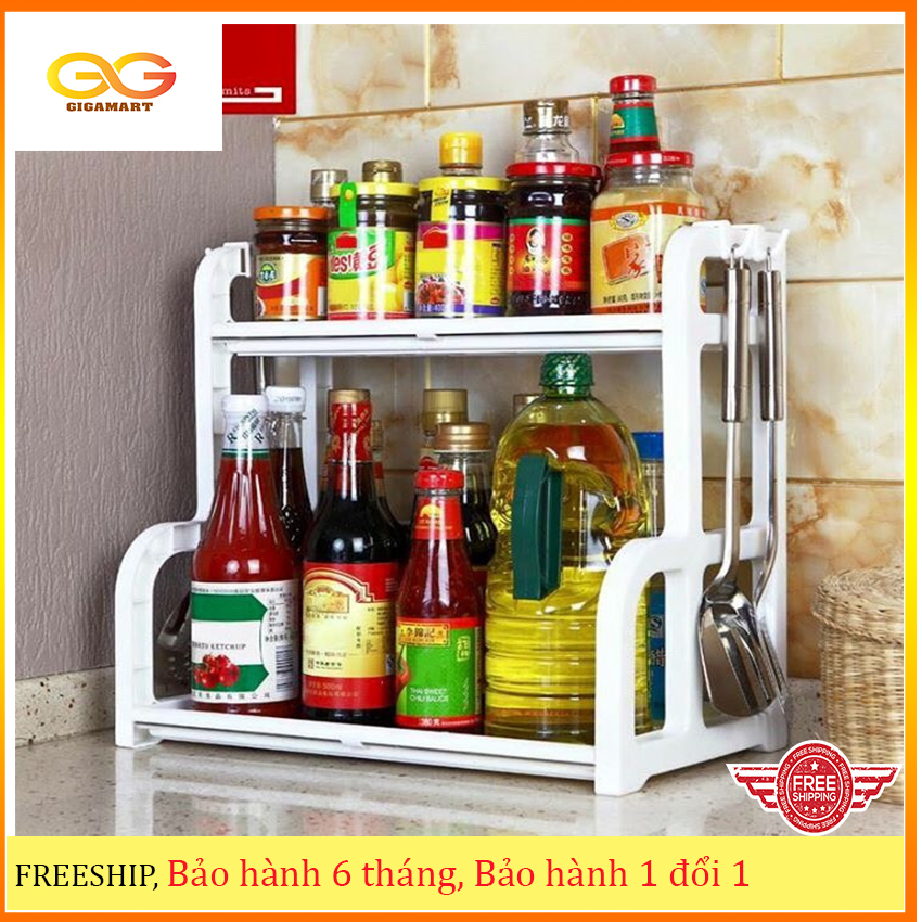 Kệ Đựng Gia Vị 2 Tầng thông minh, kệ đựng đồ đa năng chữ H Song Long 2735