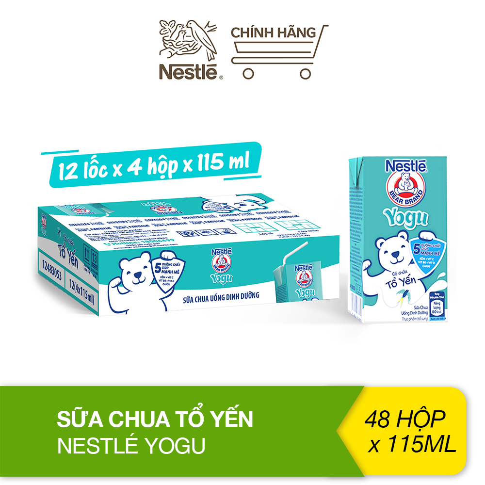 Thùng 48 hộp sữa chua tổ yến Nestlé Yogu 124x115ml