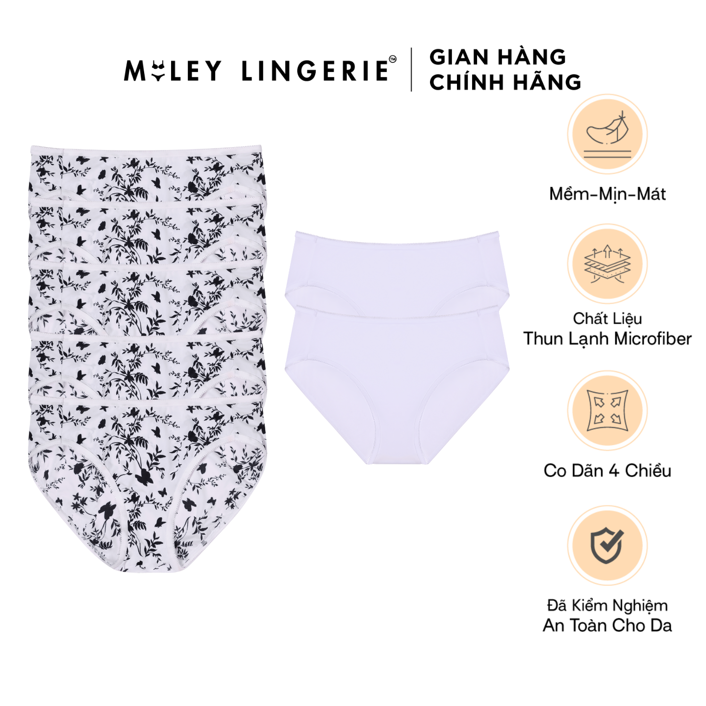 Combo 7 Quần Lót Nữ Thun Lạnh Viền Ren Co Giãn 4 Chiều Giao Màu Ngẫu Nhiên Miley LingerieCombo 7 Women's Panties Cold Elastic Lace Border MILEY LINGERIE - random color