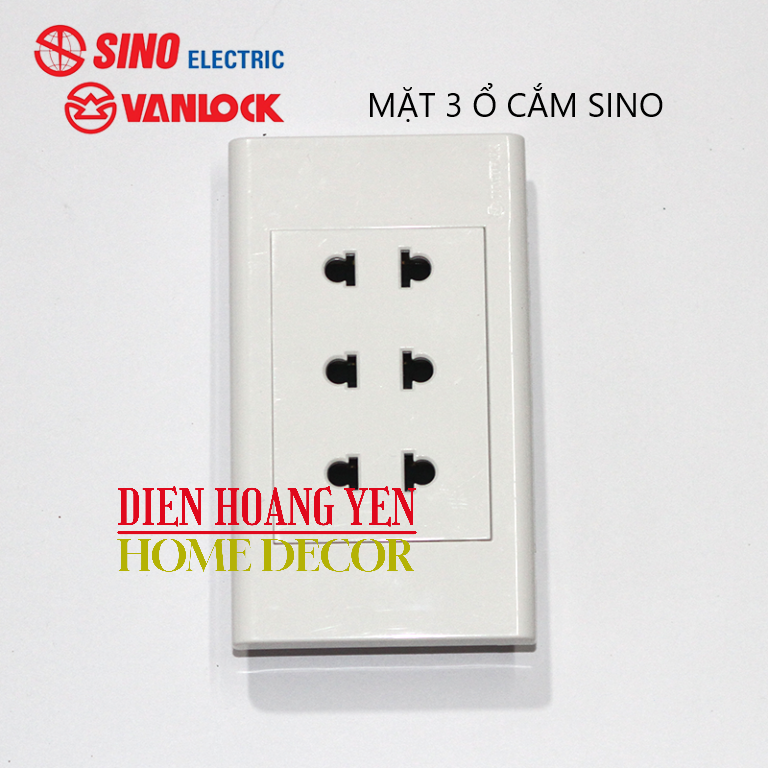 Mặt Ổ Cắm 3 Lỗ S18 - SINO loại 3 ổ cắm 2 chấu