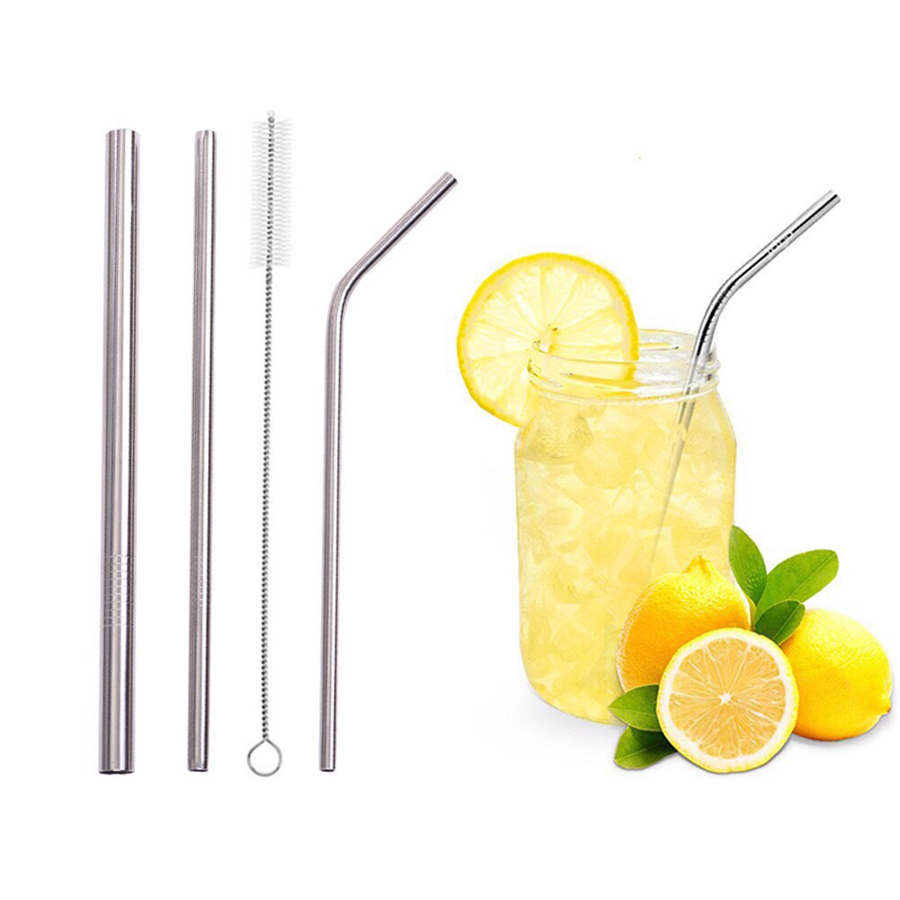Bộ 3 ống hút inox 304 kèm cọ rửa