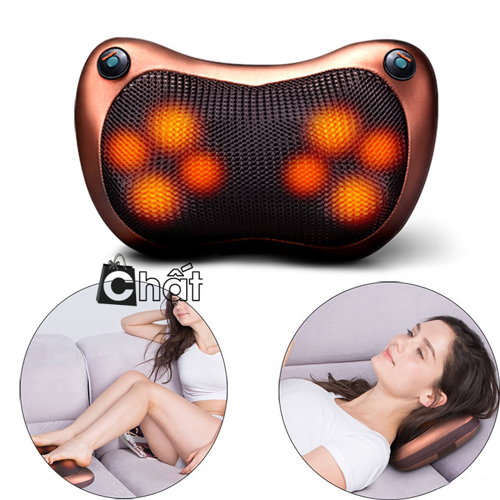 Gối massage hồng ngoại 8 bi chip hồng ngoại massage hồng ngoại loại tốt thiết kế gọn nhẹ, dễ sử dụng - tặng cáp cho ôto - bảo hành 12 tháng