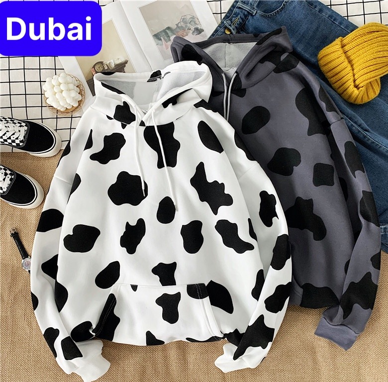 ÁO KHOÁC HOODIE NAM NỮ NỈ DÀY PHOM FORM RỘNG CHỐNG NẮNG, NÓNG ĐÔNG HÈ UNISEX BÒ SỮA HÀ LAN HOT TREND - DUBAI FASHION