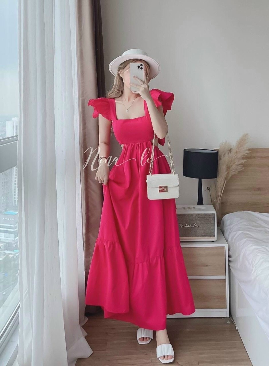 Váy đầm nữ khoét eo bèo vai cực xinh