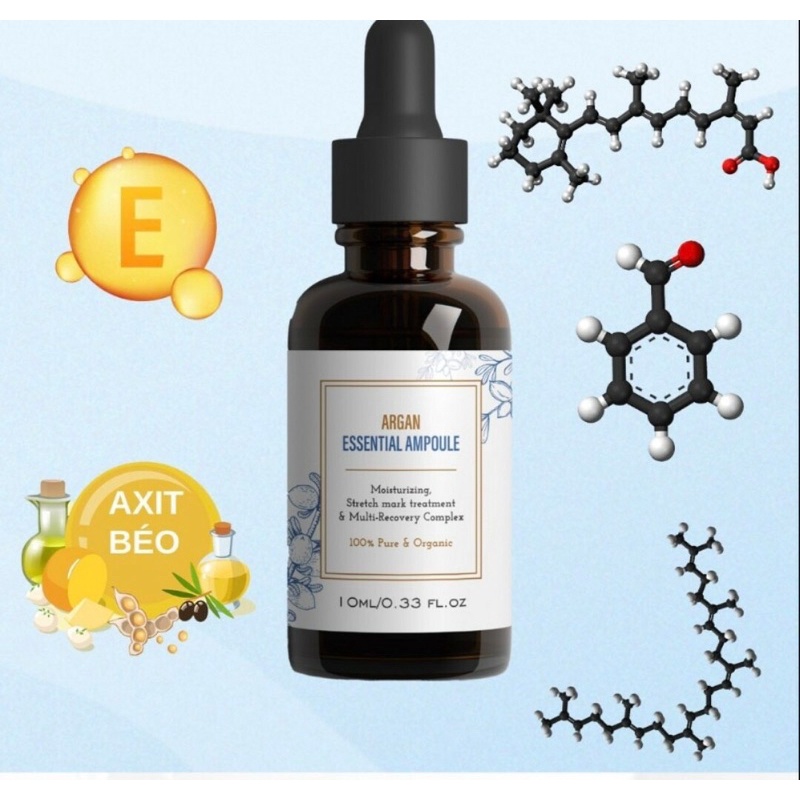 Tinh Dầu Argan Essential Ampoule nguyên chất Organic làm đẹp da, móng, tóc