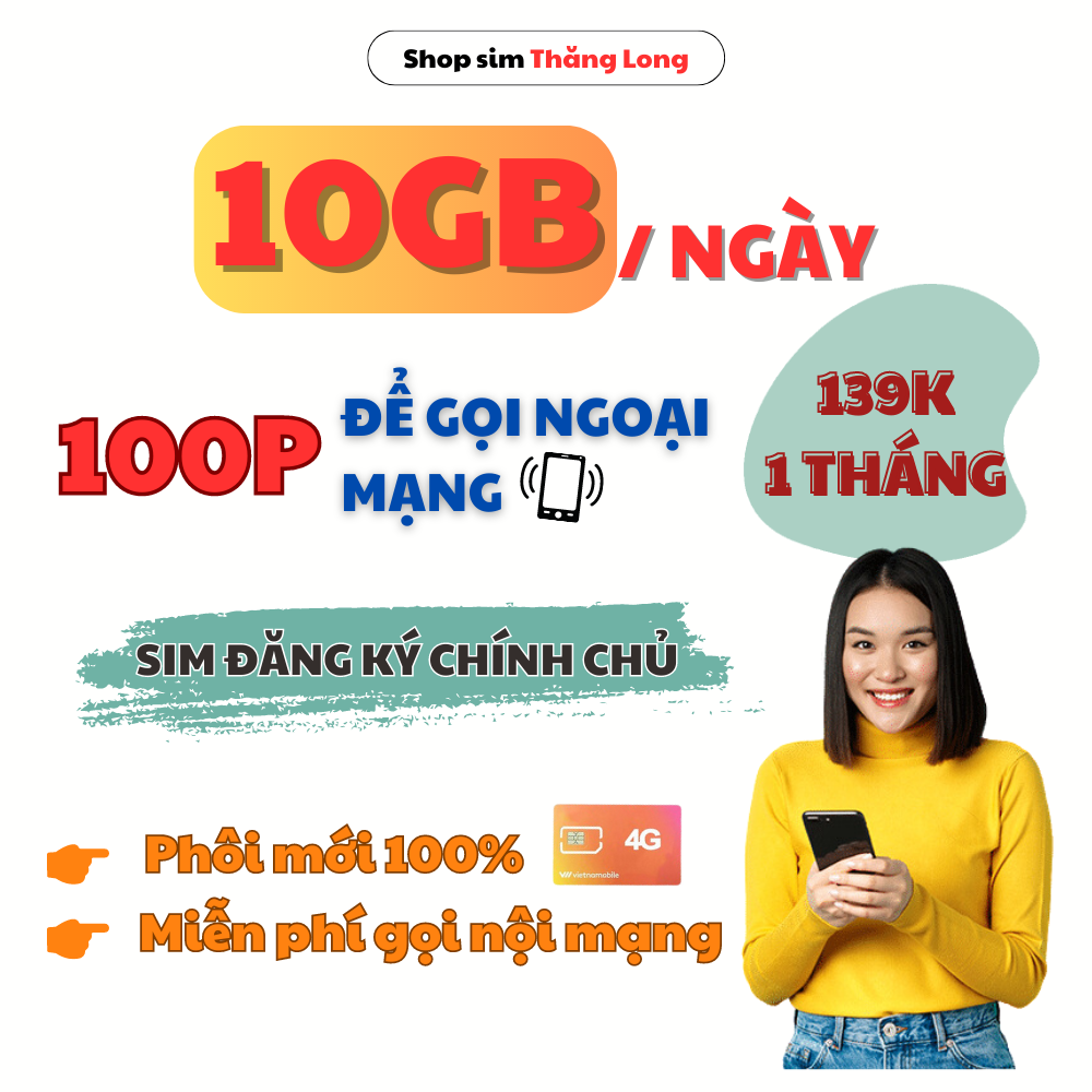 Sim 4G Vietnamobile Đầu 09 150GB/tháng miễn phí 20p gọi ngoại mạng, gọi nội mạng miễn phí.