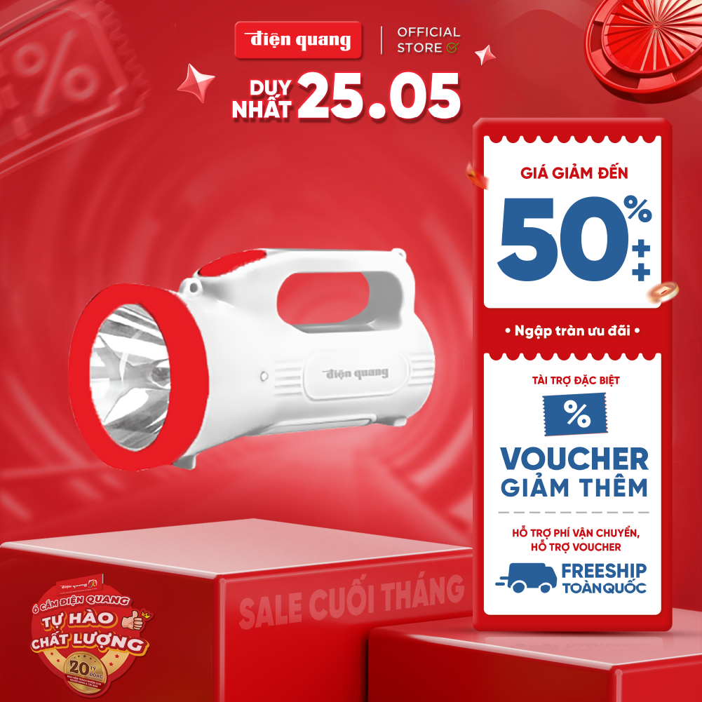 Đèn Pin LED Điện Quang ĐQ PFL07 R WR (Pin sạc, Trắng - Đỏ)