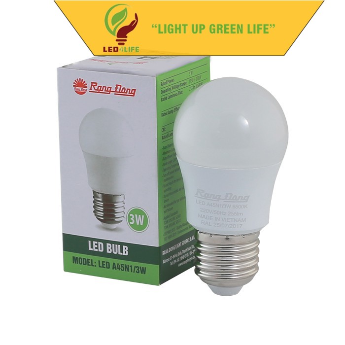 Bóng đèn led bulb tròn 3w rạng đông