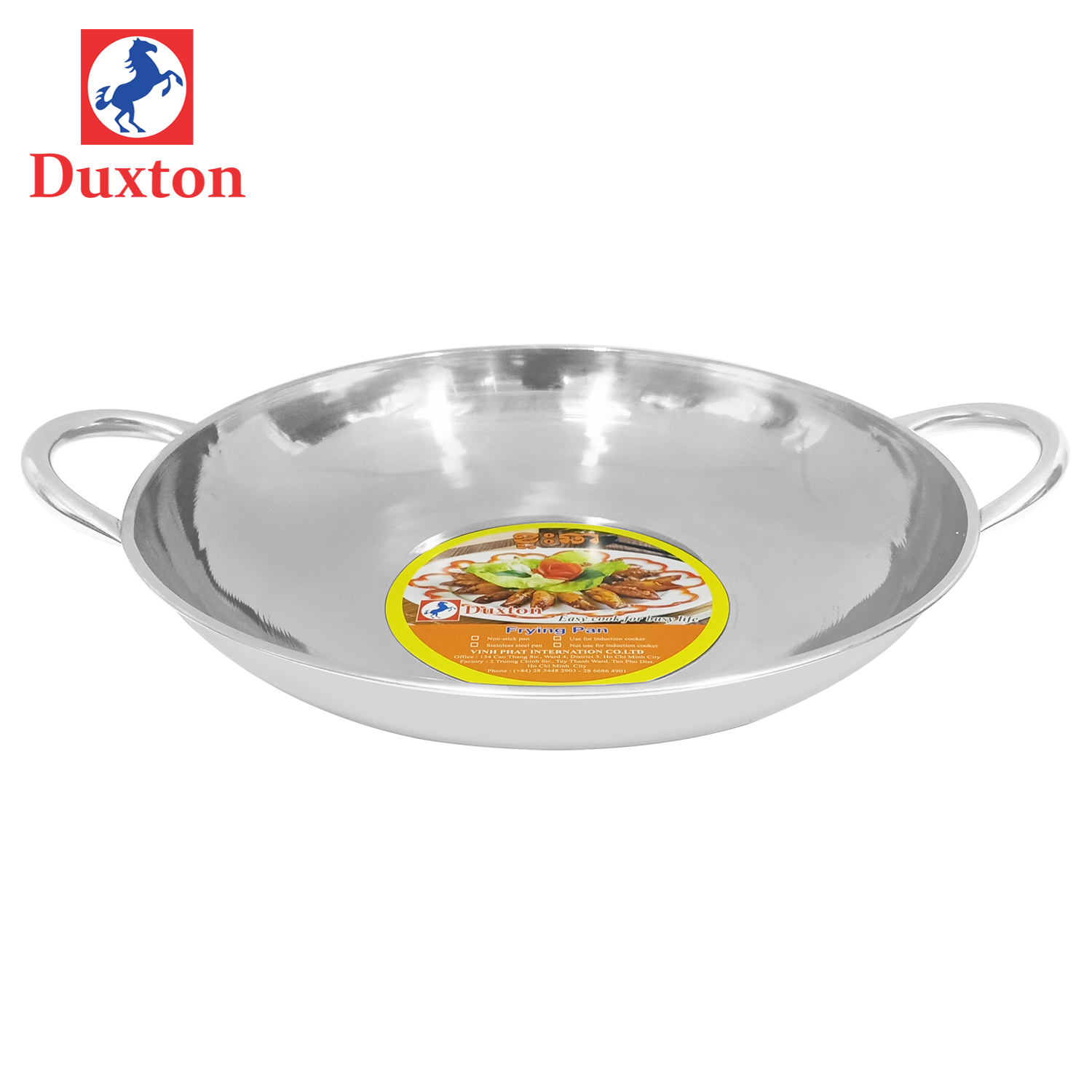 Chảo xào inox 2 quai duxton dg-40cbt-2q 40cm