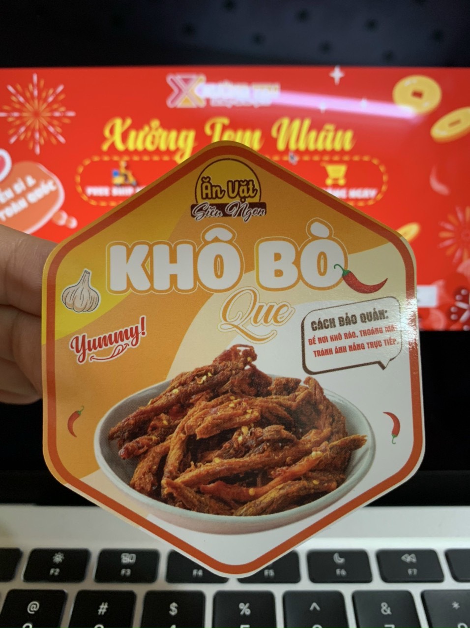 55 tem dán các loại khô bò - lục giác 7*8cm