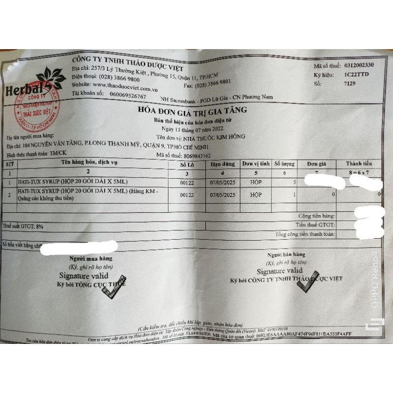 Siro Ho Hati - Tux (Hộp 20 Gói 5Ml)