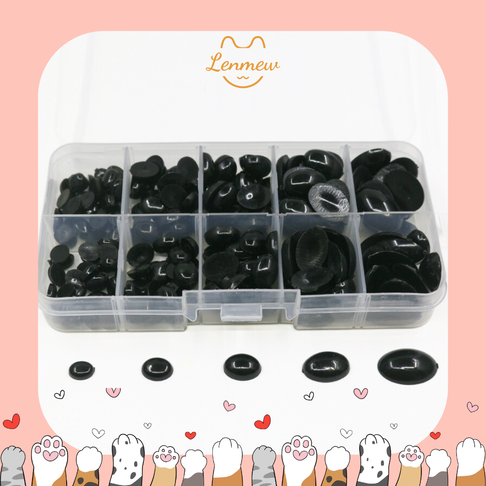 Hộp Mắt Thú Bông Dán Hình Oval Nhiều Size