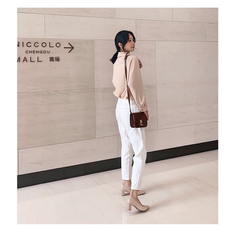 Cao gót mã SRLCC22 Da trơn 5 phân gót vuông cực xinh