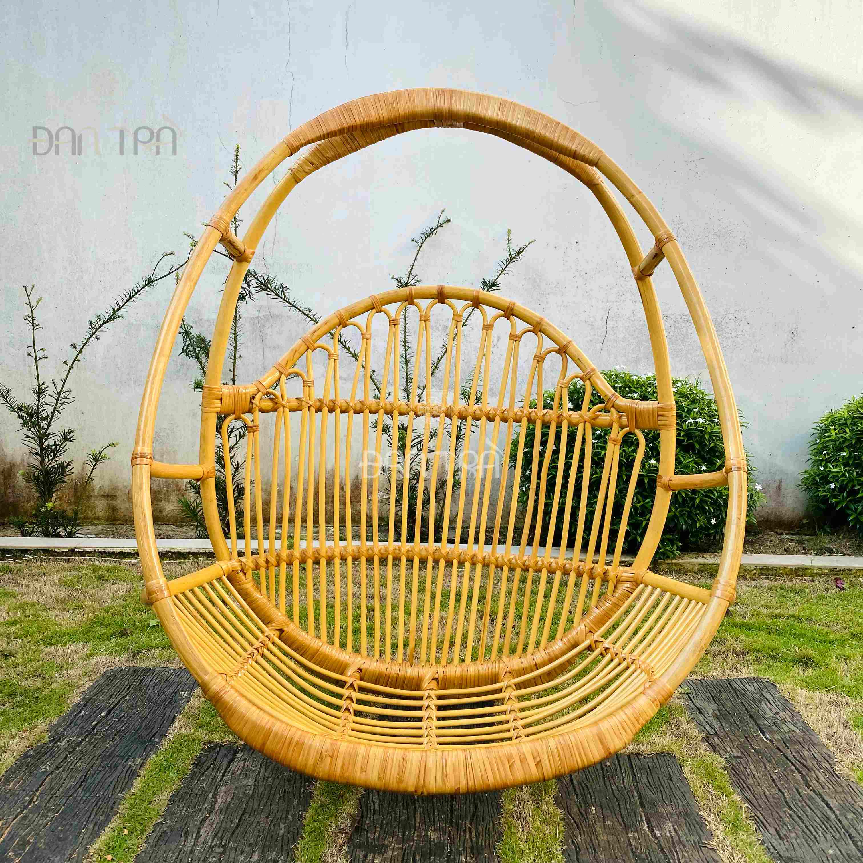 Xích đu mây trứng kèm nệm đan trà - nội thất mây tre đan