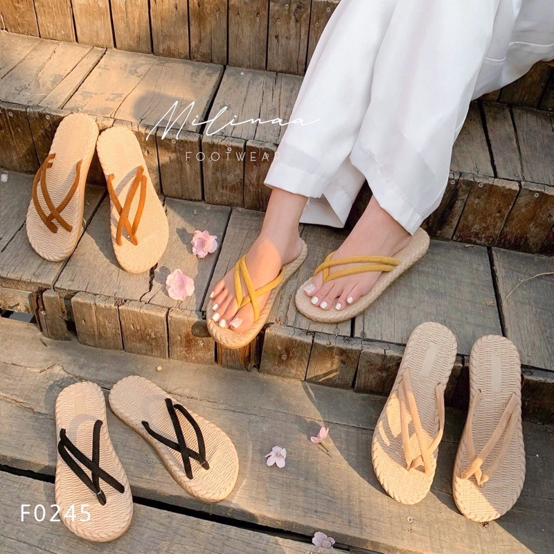 Dép giả cói kẹp chéo mãnh f0245