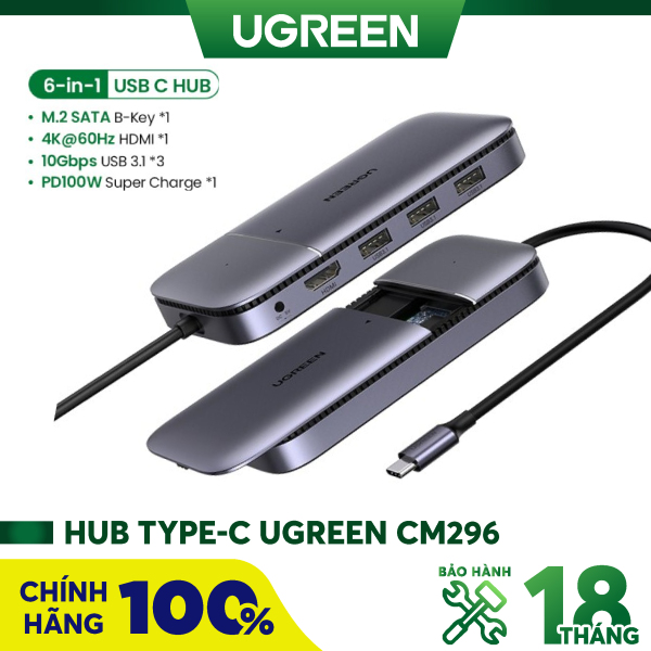 Bảng giá Bộ chuyển USB type C ra 3 cổng USB 3.1 Gen2 + HDMI + PD 100W + cấp nguồn DC + SSD M.2 NGFF Docking Station CM296 70449 Phong Vũ