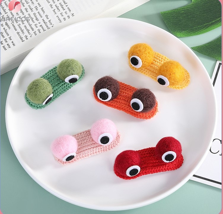 Kẹp Tóc Mái Đan Len Hình 2 Mắt 3D Cute - kireicos